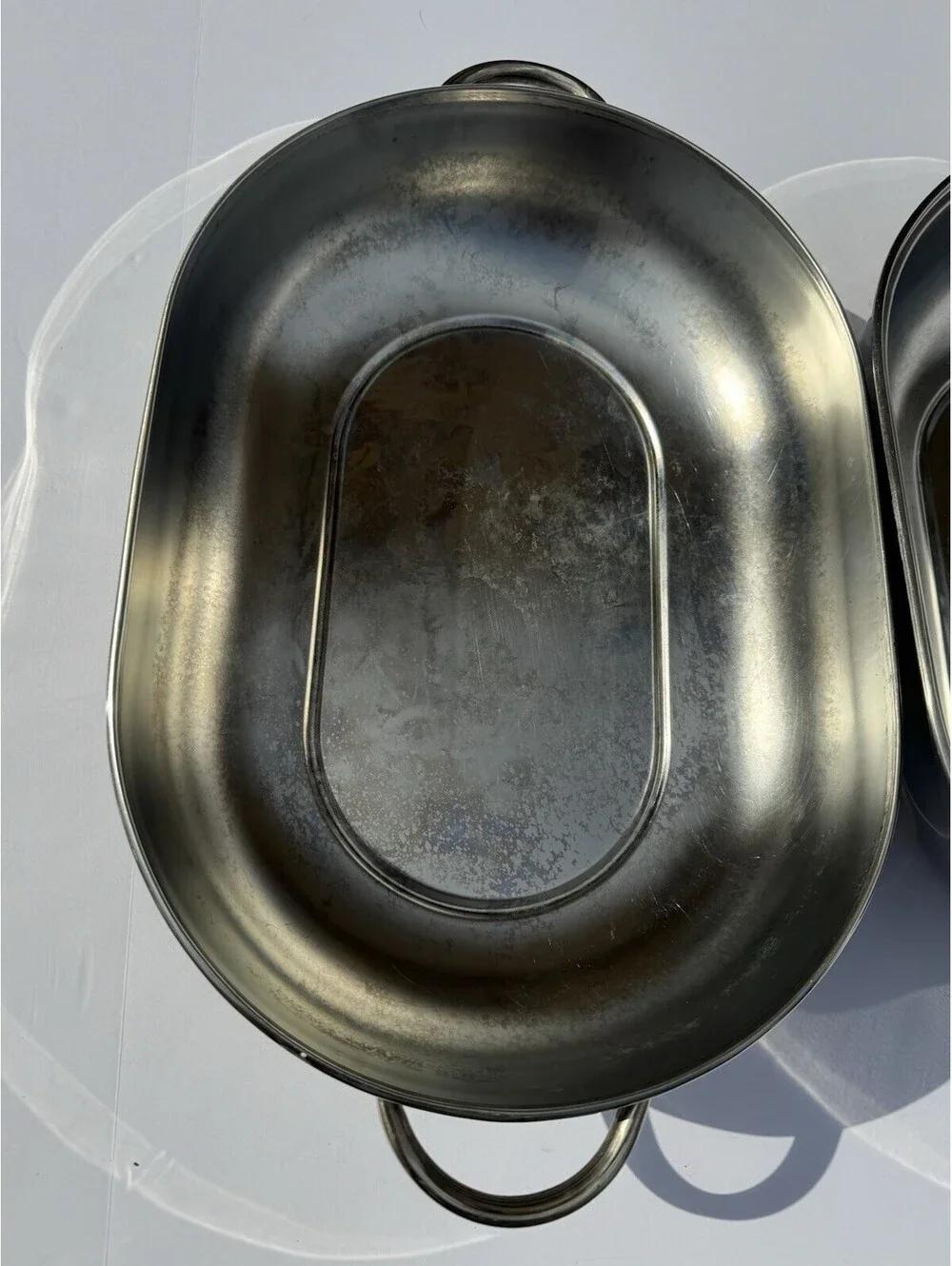 RevereWare Oval Dome Roasting Pan Stainless Steel 18 x 12  2504 VTG 2 Handles